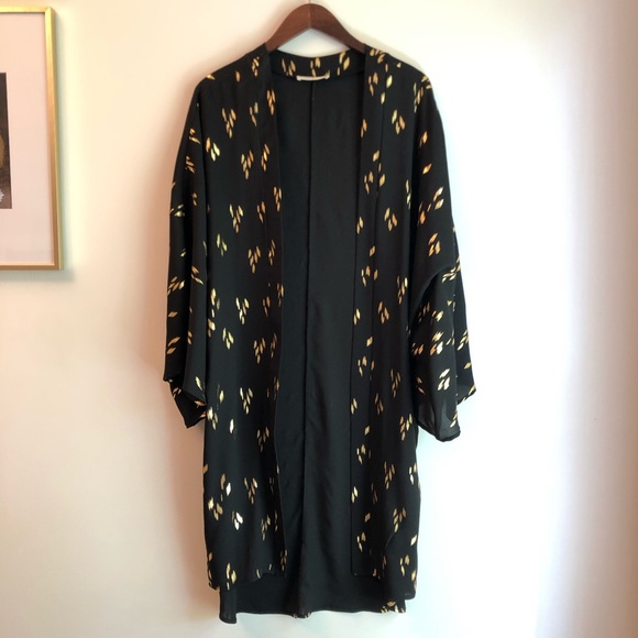 Honey Belle Jackets & Blazers - Black and metallic gold kimono